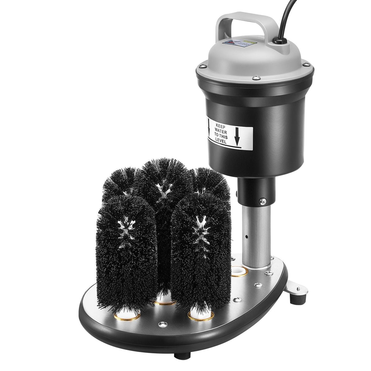 Electric Commercial Glass Washer, 5-Brush Bar Glass Cleaner, 1200 Cups/Hour Wine Glass Cleaning Machine, Bar Glass Washer for Champagne Glasses, Beer Cups, Mugs, Perfect for Bars and Cafes