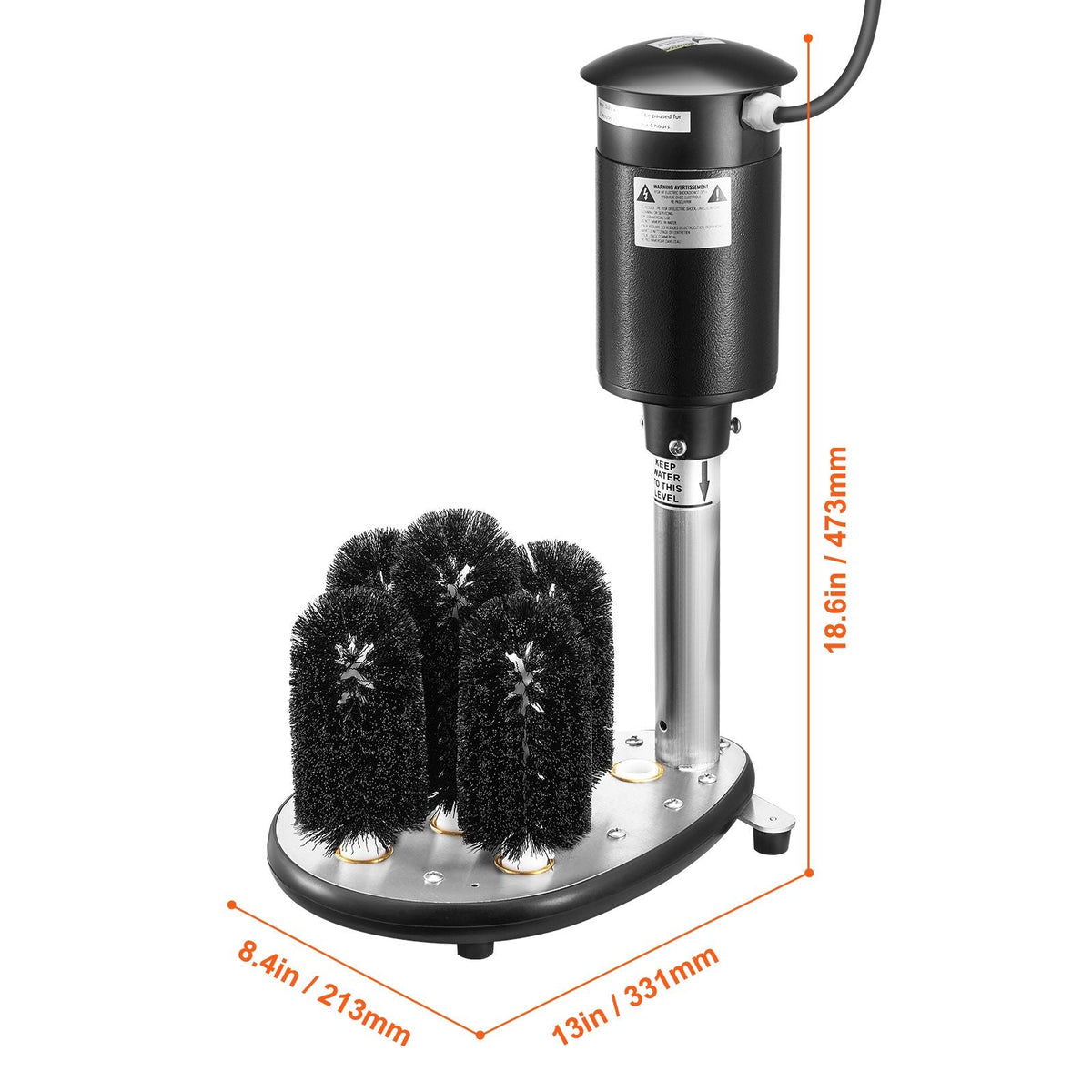 Electric Commercial Glass Washer, 5-Brush Bar Glass Cleaner, 1200 Cups/Hour Wine Glass Cleaning Machine, Bar Glass Washer for Champagne Glasses, Beer Cups, Mugs, Perfect for Bars and Cafes