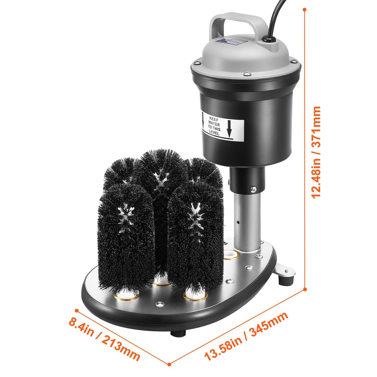Electric Commercial Glass Washer, 5-Brush Bar Glass Cleaner, 1200 Cups/Hour Wine Glass Cleaning Machine, Bar Glass Washer for Champagne Glasses, Beer Cups, Mugs, Perfect for Bars and Cafes