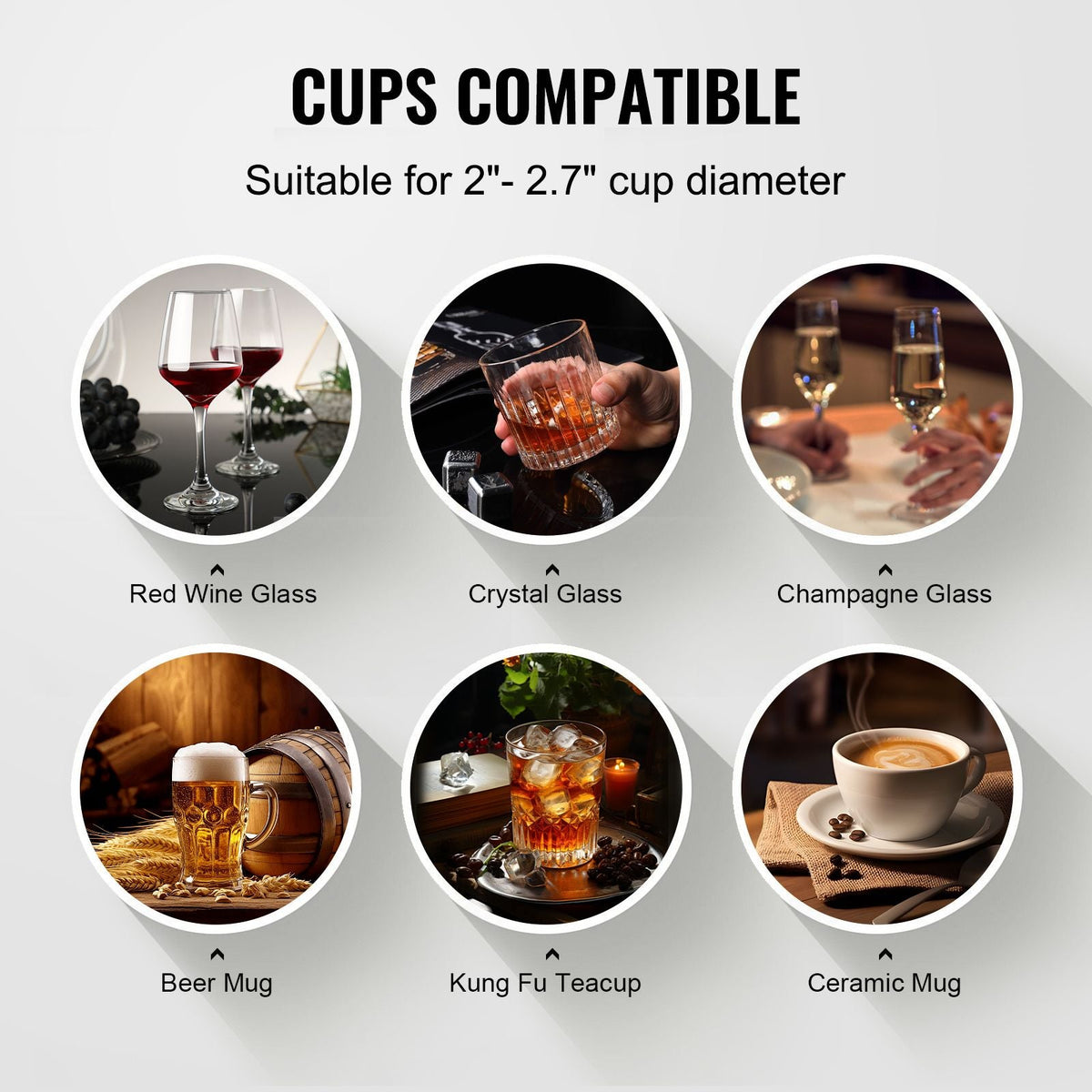 Electric Commercial Glass Washer, 5-Brush Bar Glass Cleaner, 1200 Cups/Hour Wine Glass Cleaning Machine, Bar Glass Washer for Champagne Glasses, Beer Cups, Mugs, Perfect for Bars and Cafes