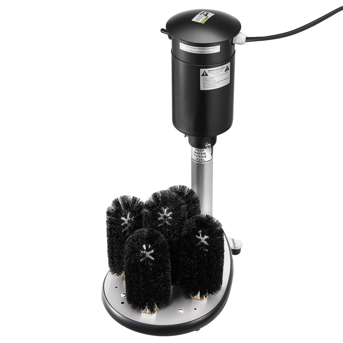 Electric Commercial Glass Washer, 5-Brush Bar Glass Cleaner, 1200 Cups/Hour Wine Glass Cleaning Machine, Bar Glass Washer for Champagne Glasses, Beer Cups, Mugs, Perfect for Bars and Cafes