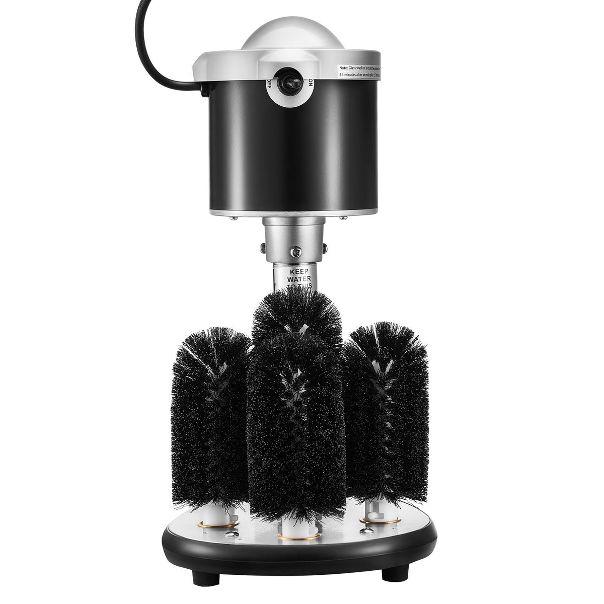 Electric Commercial Glass Washer, 5-Brush Bar Glass Cleaner, 600 Cups/Hour Wine Glass Cleaning Machine, Bar Glass Washer for Champagne Glasses, Beer Cups, Mugs, Perfect for Bars and Cafes