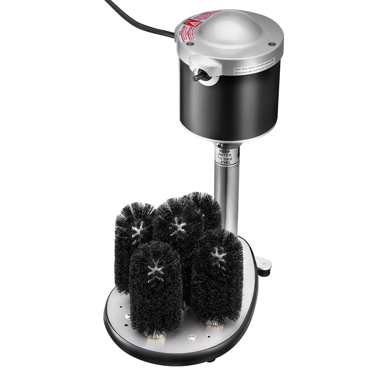 Electric Commercial Glass Washer, 5-Brush Bar Glass Cleaner, 600 Cups/Hour Wine Glass Cleaning Machine, Bar Glass Washer for Champagne Glasses, Beer Cups, Mugs, Perfect for Bars and Cafes