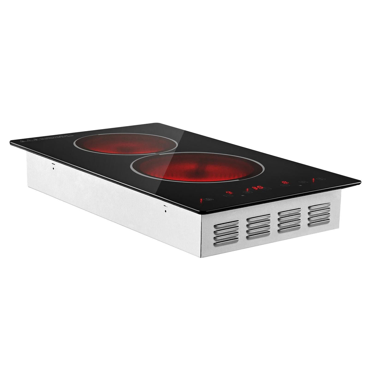 Electric Cooktop 12inch 2 Burners Stove Top 3000W 220V No Plug, Ceramic Built-in Radiant Electric Stove, with 9 Power Levels, Timer, Child Lock, Over-Heat Guard, Touch Control