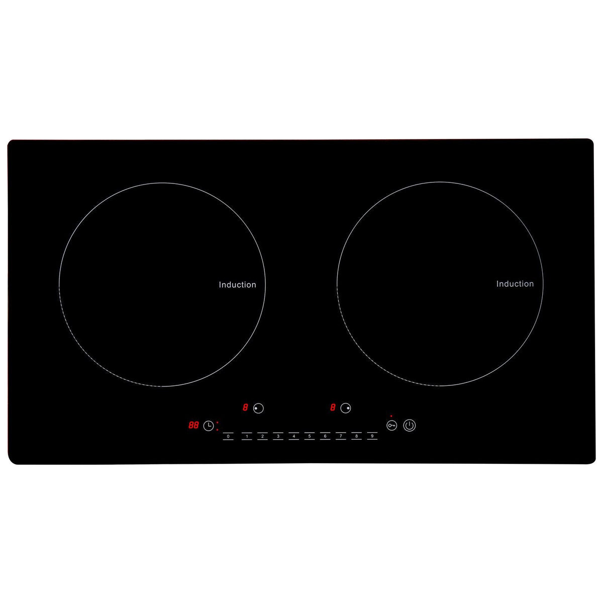 Electric Cooktop, 2 Burners, 24'' Induction Stove Top, Built-in Magnetic Cooktop 1800W, 9 Heating Level Multifunctional Burner, LED Touch Screen w/ Child Lock & Over-Temperature Protection