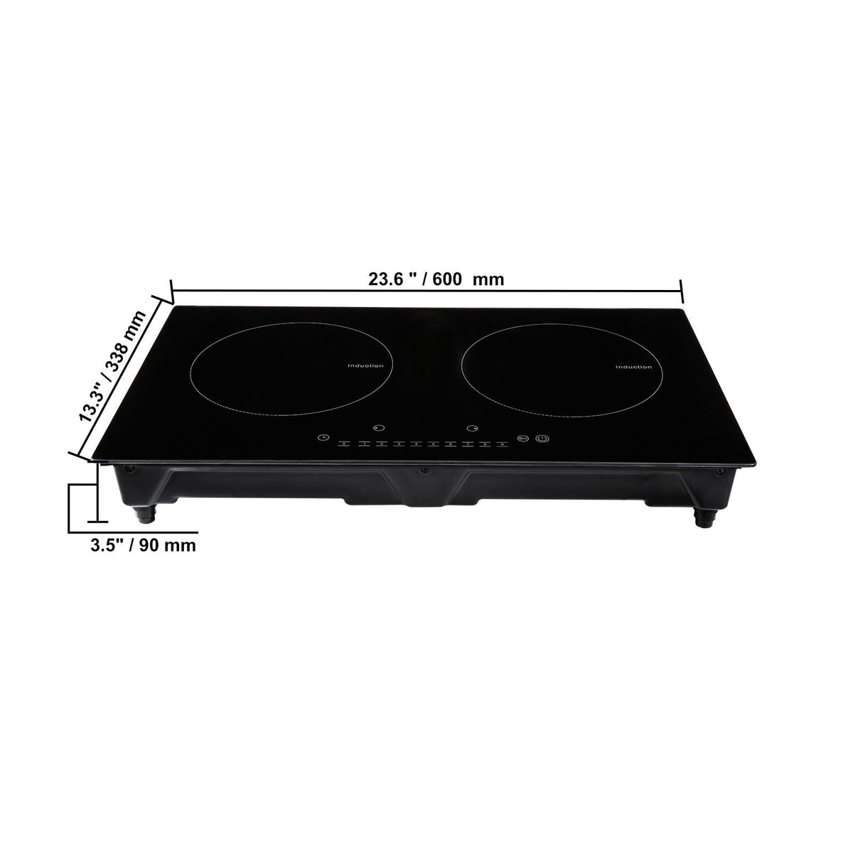 Electric Cooktop, 2 Burners, 24'' Induction Stove Top, Built-in Magnetic Cooktop 1800W, 9 Heating Level Multifunctional Burner, LED Touch Screen w/ Child Lock & Over-Temperature Protection