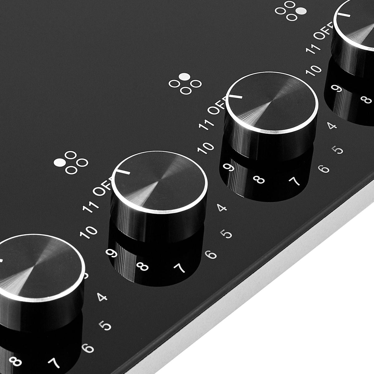 Electric Cooktop, 24 inch 4 Burners Built-in Electric Stove Top, 6000W Ceramic Top Radiant Cooktop, with Glass Panel, Knob Control, 11 Heat Levels, 220-240V, Hard Wire (No Plug)