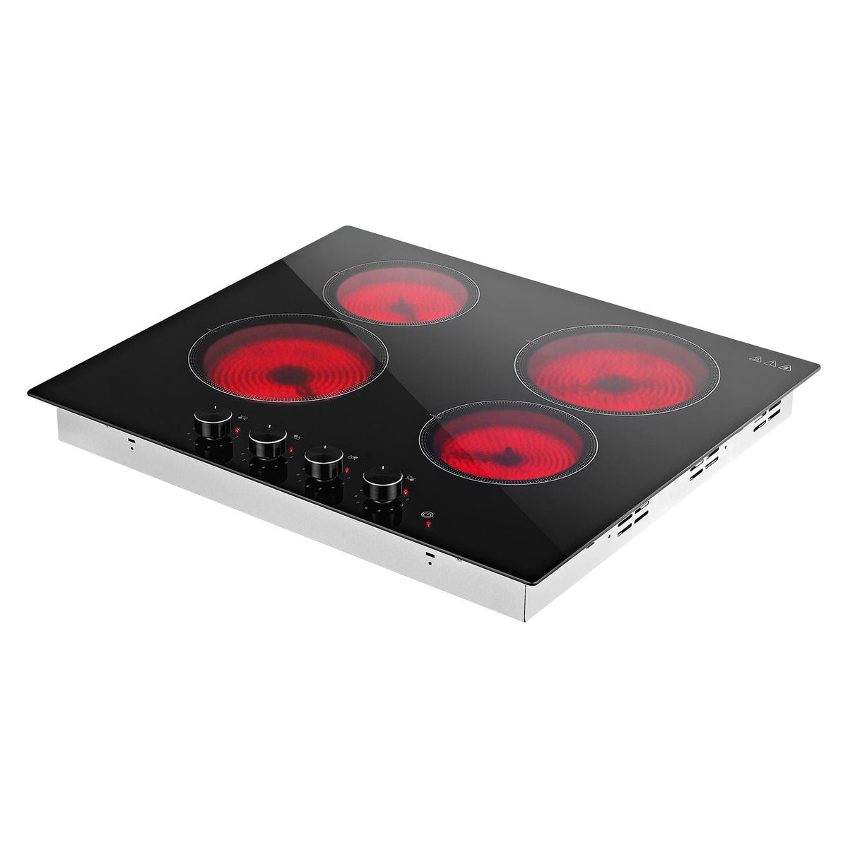 Electric Cooktop 24inch 4 Burners Stove Top 6000W 220V No Plug, Ceramic Built-in Radiant Electric Stove , with 11 Power Levels, Over-Heat Guard, Knob Control, for Diverse Cooking Requirements