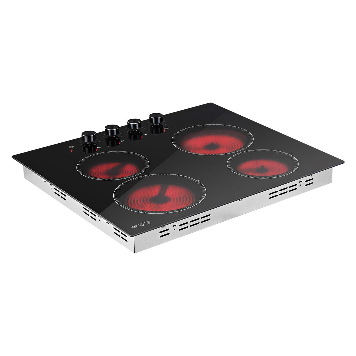 Electric Cooktop 24inch 4 Burners Stove Top 6000W 220V No Plug, Ceramic Built-in Radiant Electric Stove , with 11 Power Levels, Over-Heat Guard, Knob Control, for Diverse Cooking Requirements