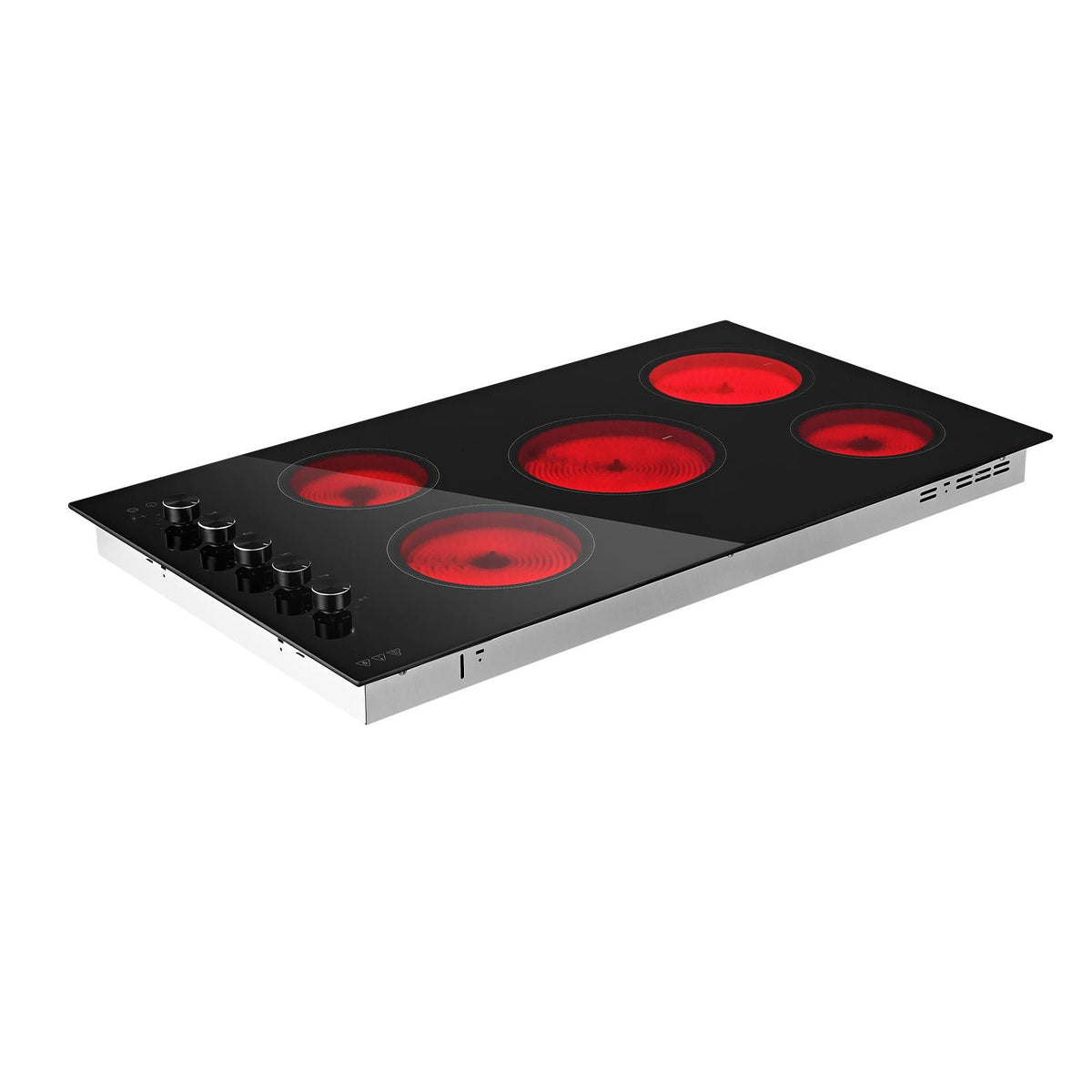 Electric Cooktop 36inch 5 Burners Stove Top 8800W 220V No Plug, Ceramic Built-in Radiant Electric Stove , with 11 Power Levels, Timer, Child Lock, Over-Heat Guard, Knob/Touch Control