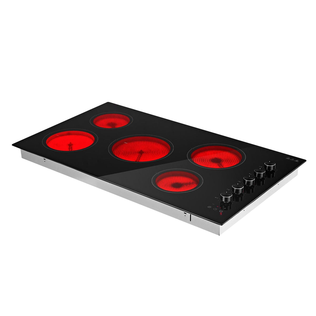 Electric Cooktop 36inch 5 Burners Stove Top 8800W 220V No Plug, Ceramic Built-in Radiant Electric Stove , with 11 Power Levels, Timer, Child Lock, Over-Heat Guard, Knob/Touch Control