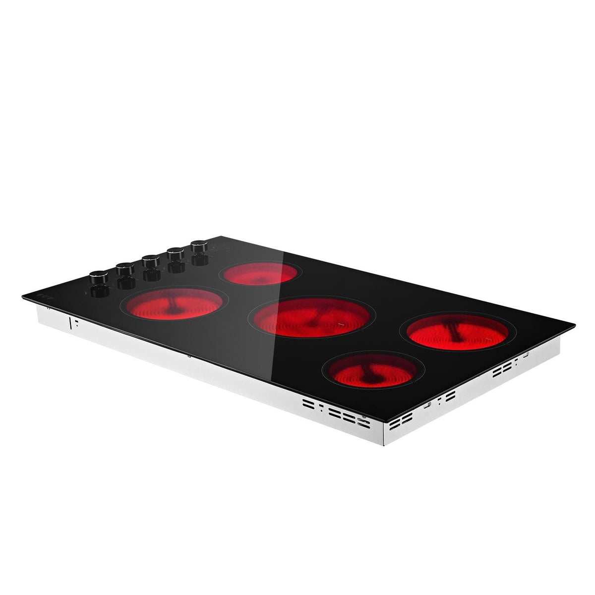 Electric Cooktop 36inch 5 Burners Stove Top 8800W 220V No Plug, Ceramic Built-in Radiant Electric Stove , with 11 Power Levels, Timer, Child Lock, Over-Heat Guard, Knob/Touch Control