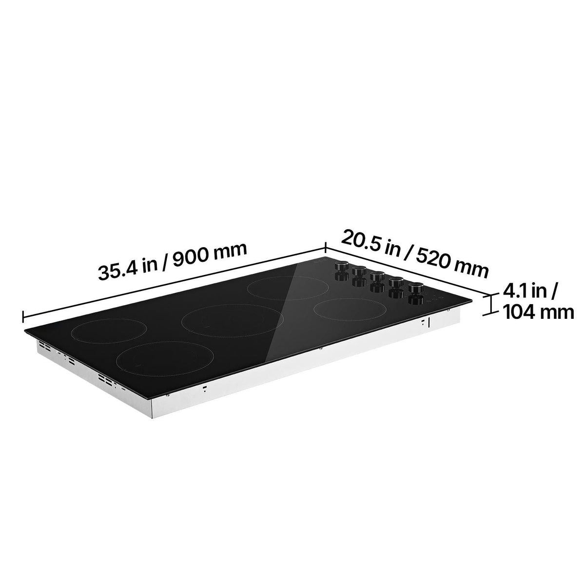 Electric Cooktop 36inch 5 Burners Stove Top 8800W 220V No Plug, Ceramic Built-in Radiant Electric Stove , with 11 Power Levels, Timer, Child Lock, Over-Heat Guard, Knob/Touch Control