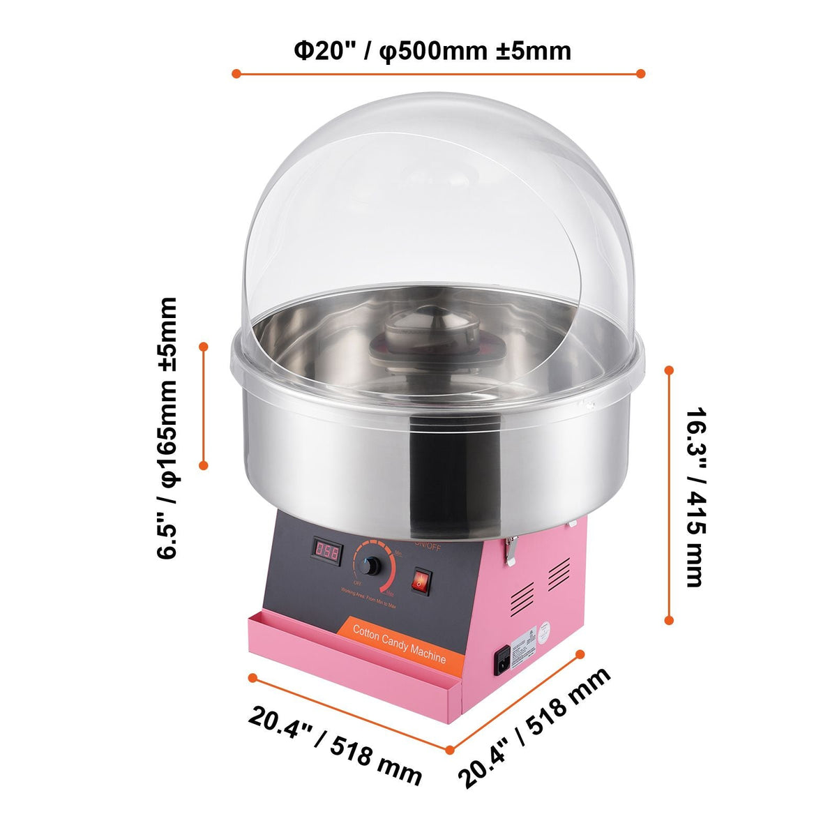 Electric Cotton Candy Machine, 1000W Candy Floss Maker, Commercial Cotton Candy Machine with Cover, Stainless Steel Bowl, and Sugar Scoop, Perfect for Home Kids Birthday, Family Party (Pink)