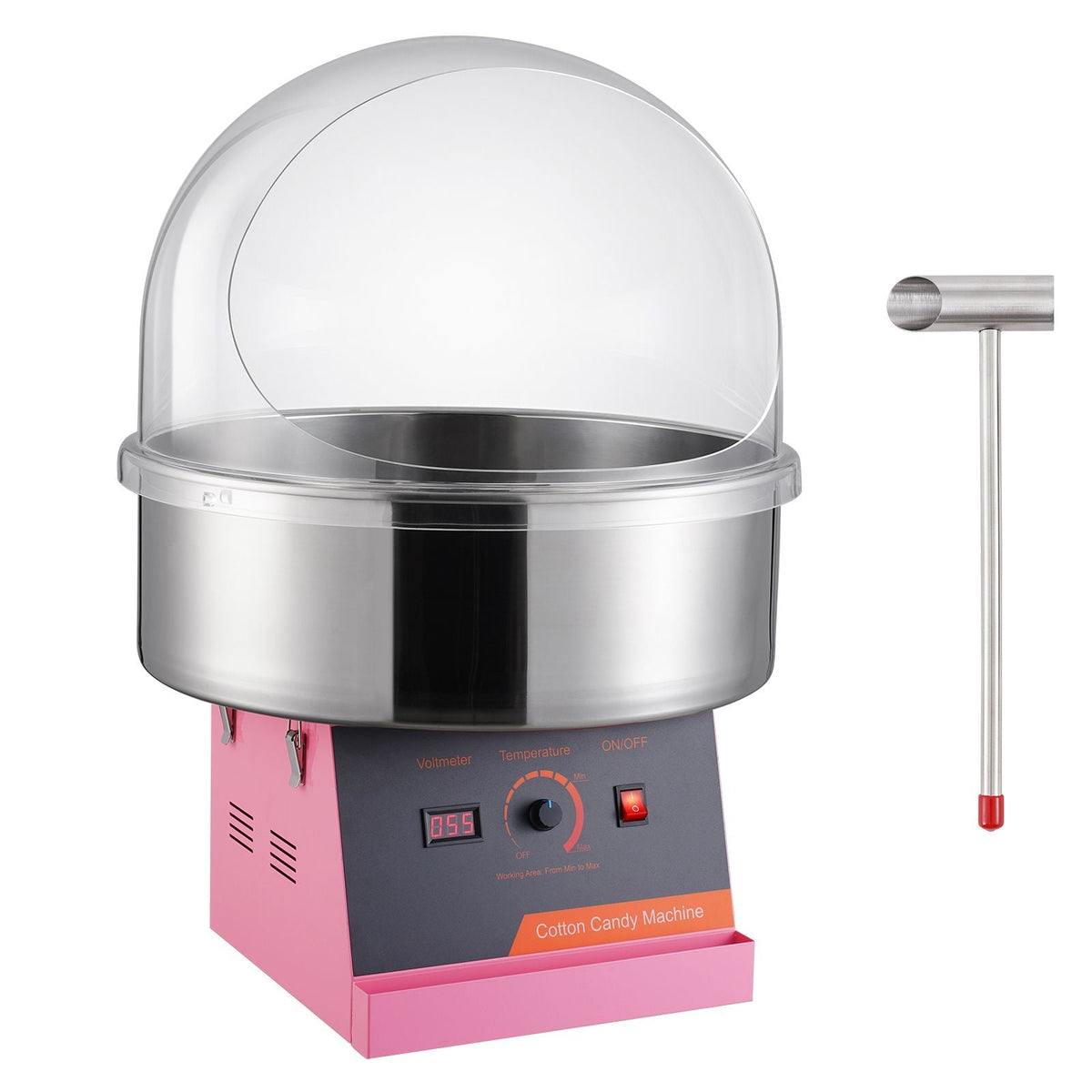Electric Cotton Candy Machine, 1000W Candy Floss Maker, Commercial Cotton Candy Machine with Cover, Stainless Steel Bowl, and Sugar Scoop, Perfect for Home Kids Birthday, Family Party (Pink)