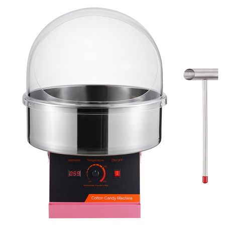 Electric Cotton Candy Machine, 1000W Candy Floss Maker, Commercial Cotton Candy Machine with Cover, Stainless Steel Bowl, and Sugar Scoop, Perfect for Home Kids Birthday, Family Party (Pink)
