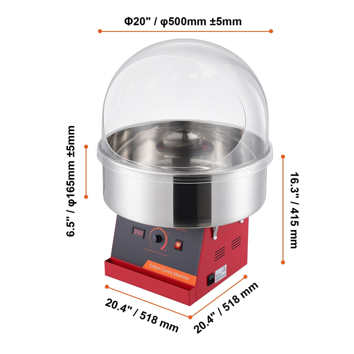 Electric Cotton Candy Machine, 1000W Candy Floss Maker, Commercial Cotton Candy Machine with Cover, Stainless Steel Bowl, and Sugar Scoop, Perfect for Home Kids Birthday, Family Party (Red)