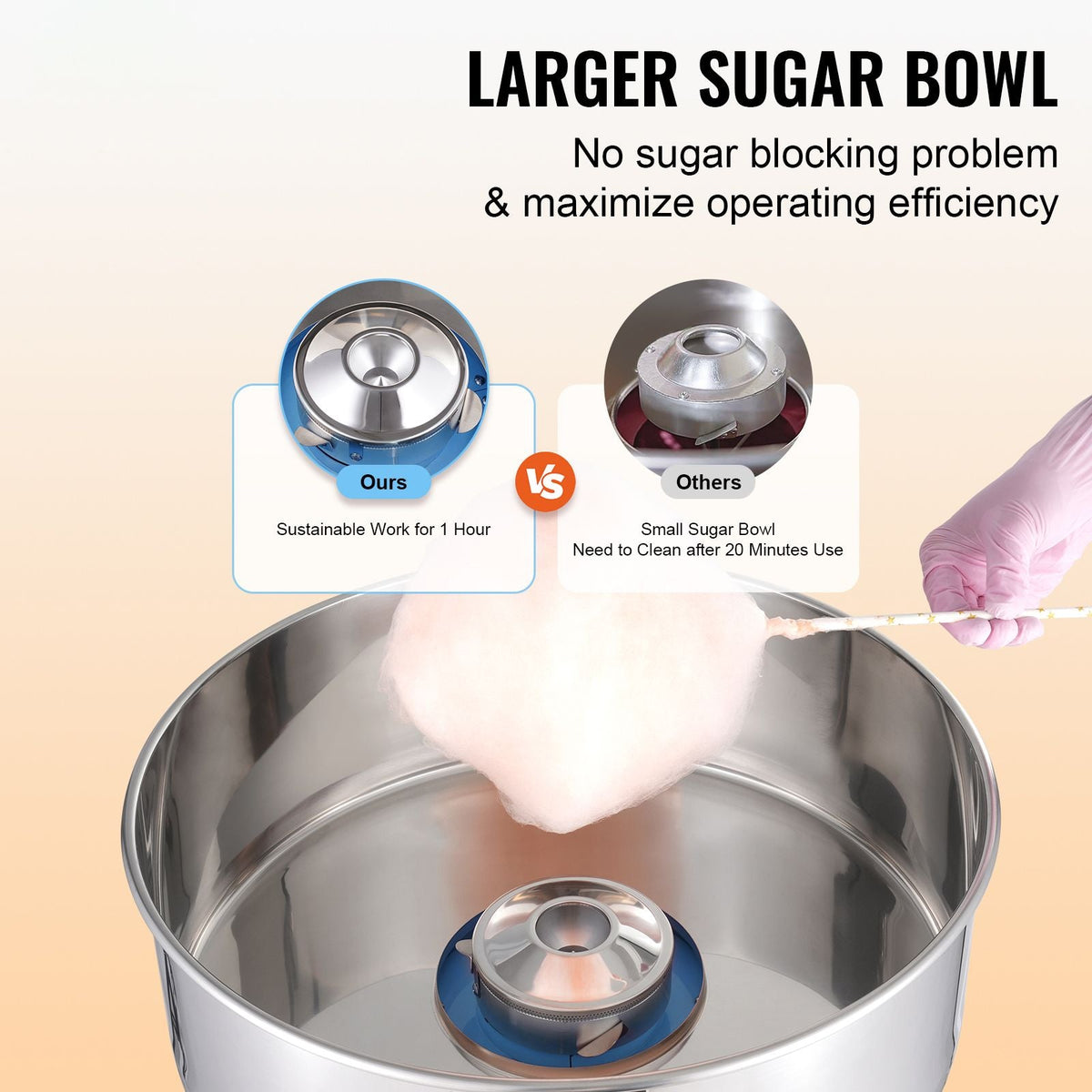 Electric Cotton Candy Machine, 1000W Candy Floss Maker, Commercial Cotton Candy Machine with Stainless Steel Bowl, and Sugar Scoop, Perfect for Home Kids Birthday, Family Party (Blue)
