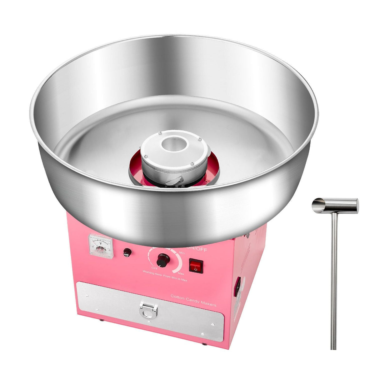 Electric Cotton Candy Machine, 1000W Commercial Candy Floss Maker with 20.5 in Stainless Steel Bowl, Sugar Scoop, and Drawer, Easy Home Use, Perfect for Kids Birthday, Family Party, Pink