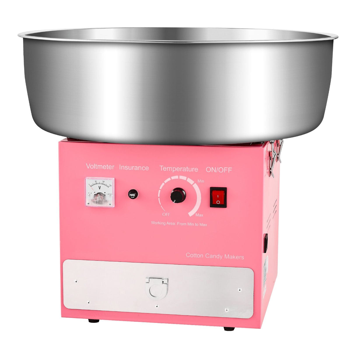 Electric Cotton Candy Machine, 1000W Commercial Candy Floss Maker with 20.5 in Stainless Steel Bowl, Sugar Scoop, and Drawer, Easy Home Use, Perfect for Kids Birthday, Family Party, Pink