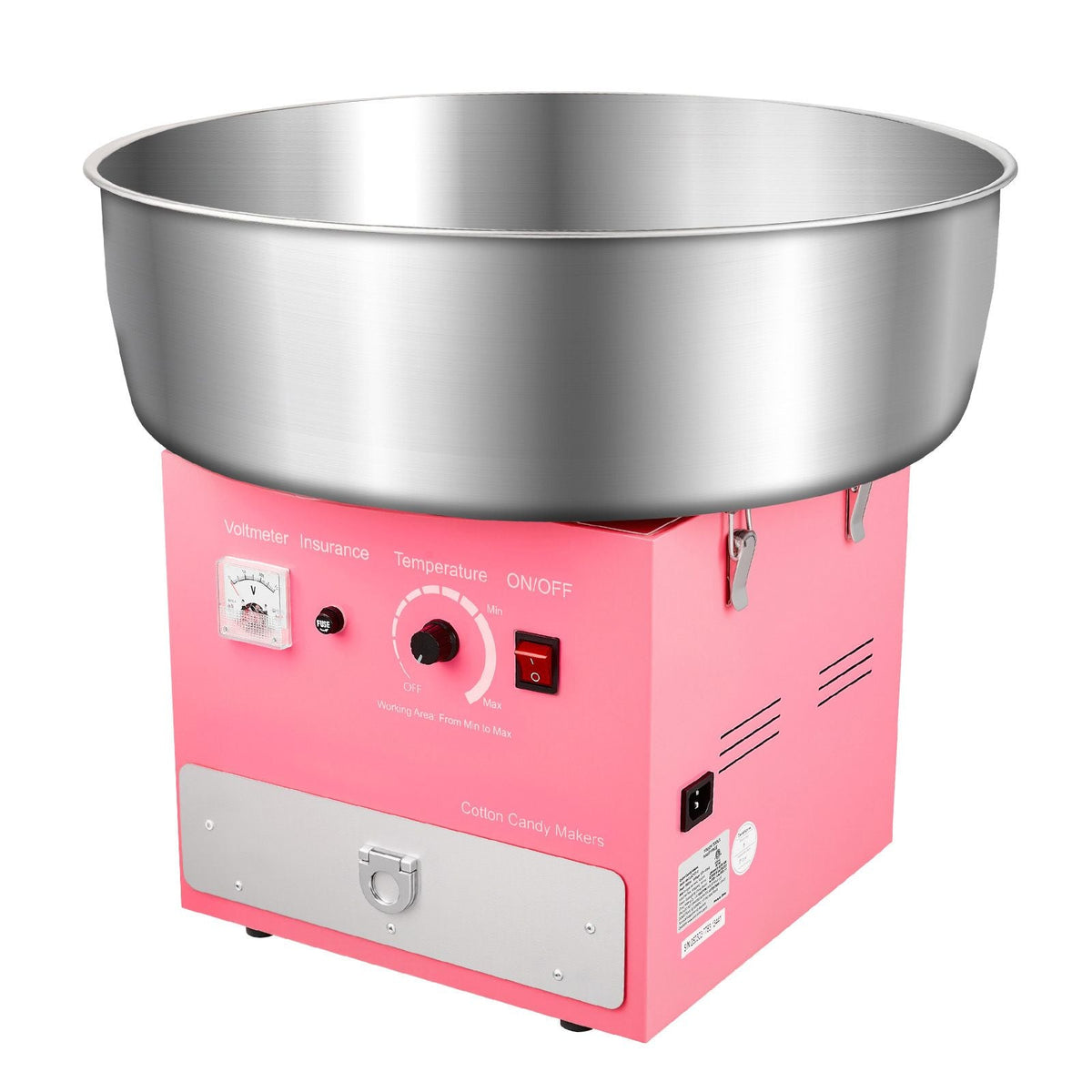 Electric Cotton Candy Machine, 1000W Commercial Candy Floss Maker with 20.5 in Stainless Steel Bowl, Sugar Scoop, and Drawer, Easy Home Use, Perfect for Kids Birthday, Family Party, Pink