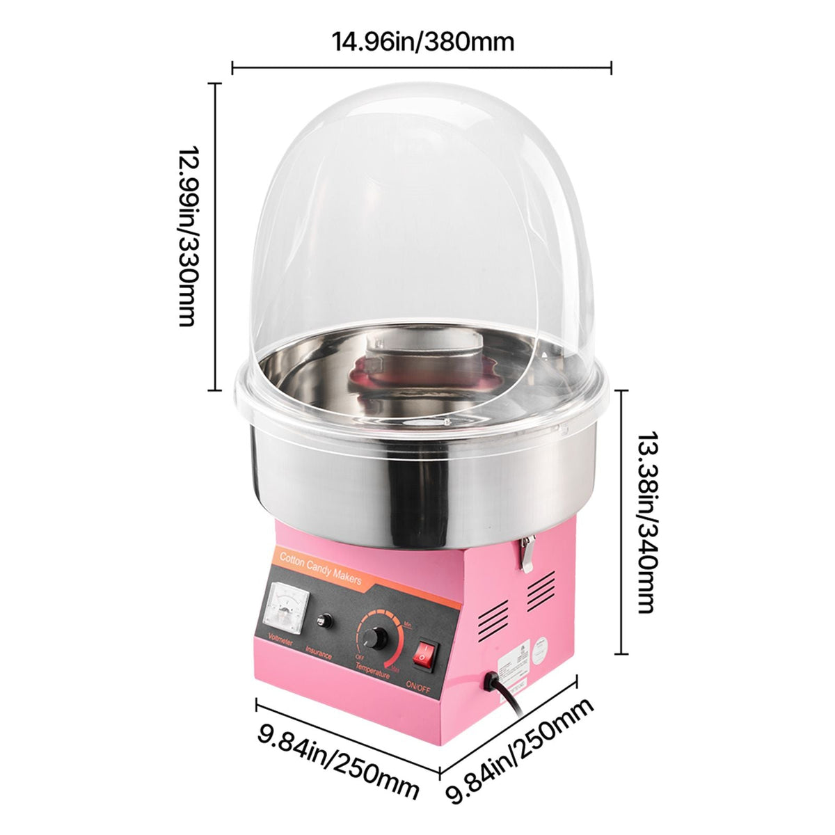 Electric Cotton Candy Machine, 1000W Commercial Floss Maker With Cover, Commercial Cotton Candy Machine w/Stainless Steel Bowl & Sugar Scoop, Ideal for Carnival, Birthday, Family Party, Pink