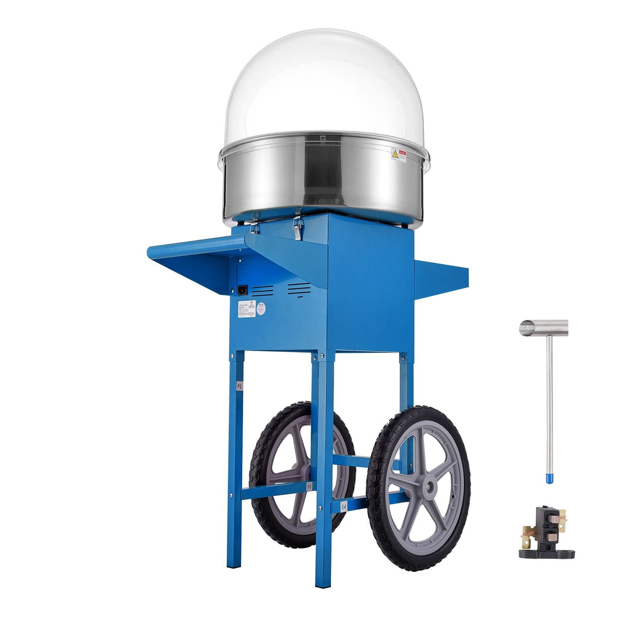 Electric Cotton Candy Machine with Cart, 1000W Commercial Candy Floss Maker with Cover, Stainless Steel Bowl, Sugar Scoop and Drawer, Perfect for Home, Kids Birthday, Family Party, Blue