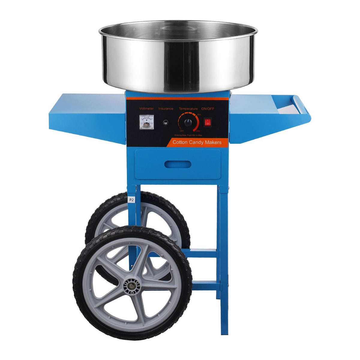 Electric Cotton Candy Machine with Cart, 1000W Commercial Candy Floss Maker with Stainless Steel Bowl, Sugar Scoop and Drawer, Perfect for Home, Kids Birthday, Family Party, Blue