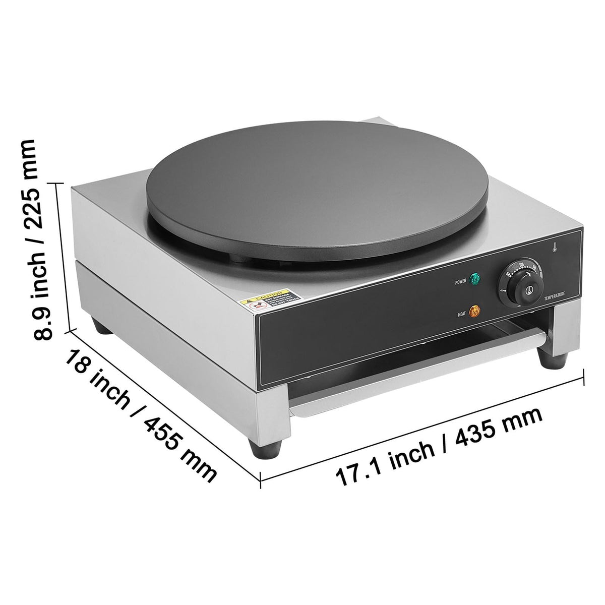 Electric Crepe Maker, 16-Inch Commercial Crepe Machine, 1700W Flat Plate Crepe Griddle, Nonstick Stainless Steel Pancake Making Machine, Desktop Circular Cereals Pancake Stove with Temp Control