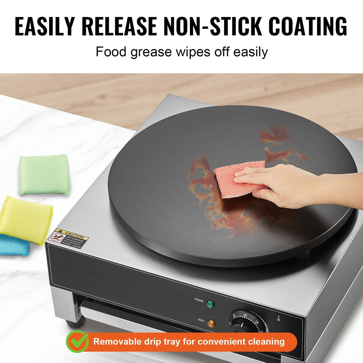 Electric Crepe Maker, 16-Inch Commercial Crepe Machine, 1700W Flat Plate Crepe Griddle, Nonstick Stainless Steel Pancake Making Machine, Desktop Circular Cereals Pancake Stove with Temp Control
