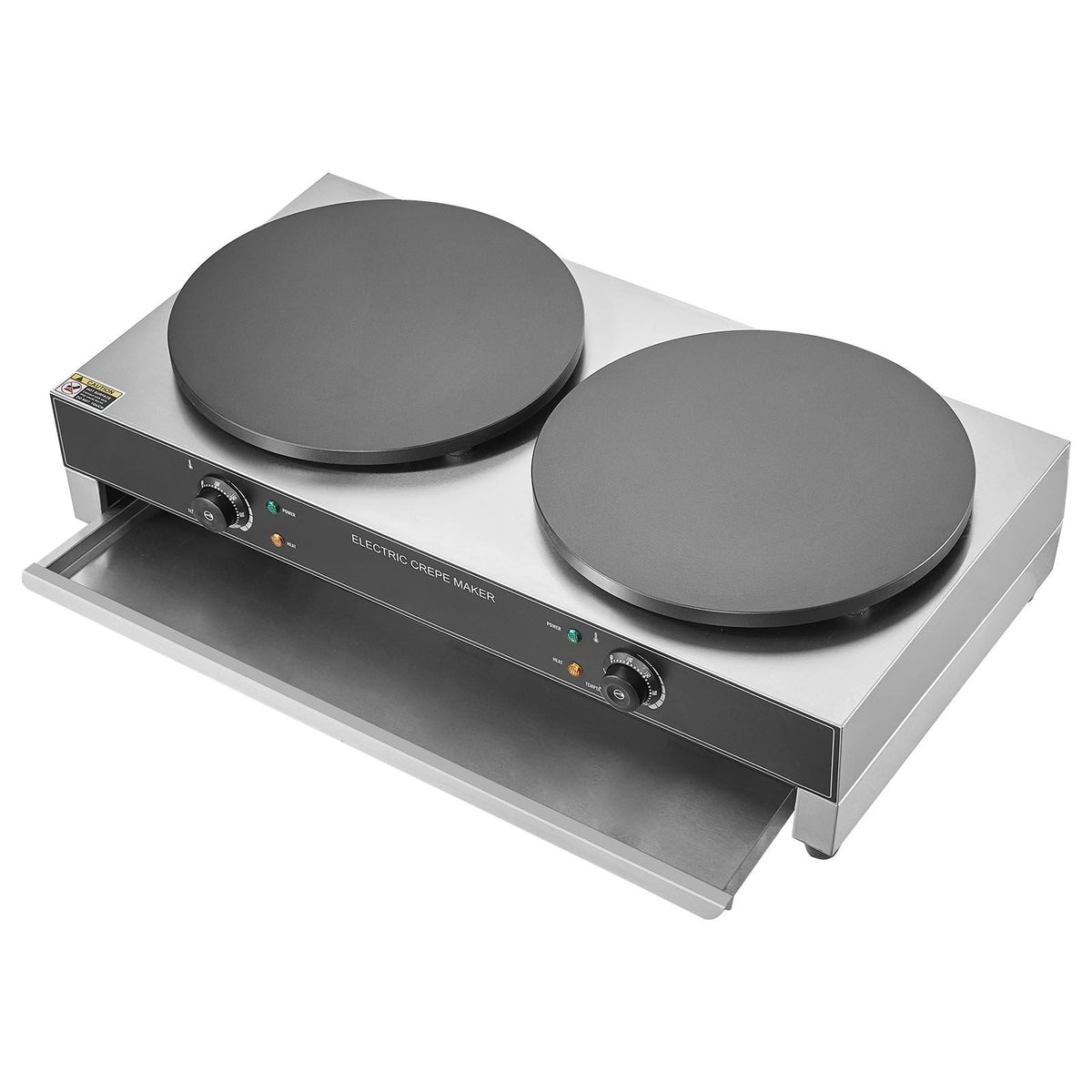 Electric Crepe Maker, 16-Inch Double Head Commercial Crepe Machine, 3400W Flat Plate Crepe Griddle, Nonstick Stainless Steel Pancake Making, Desktop Circular Cereals Pancake Stove, AC120V 60Hz