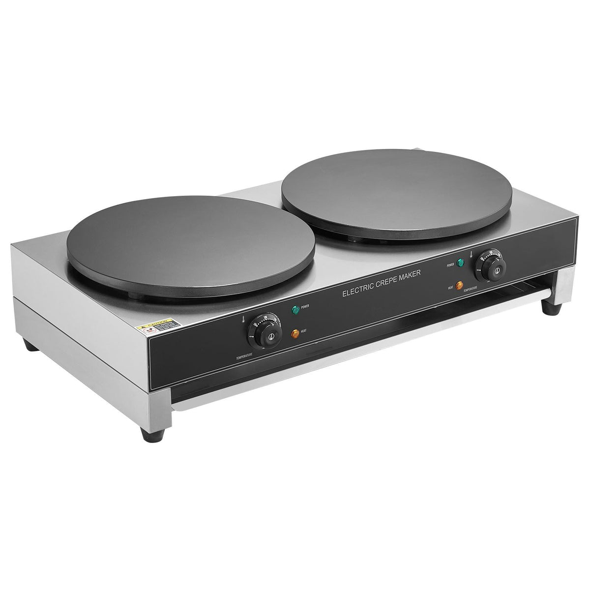 Electric Crepe Maker, 16-Inch Double Head Commercial Crepe Machine, 3400W Flat Plate Crepe Griddle, Nonstick Stainless Steel Pancake Making, Desktop Circular Cereals Pancake Stove, AC120V 60Hz