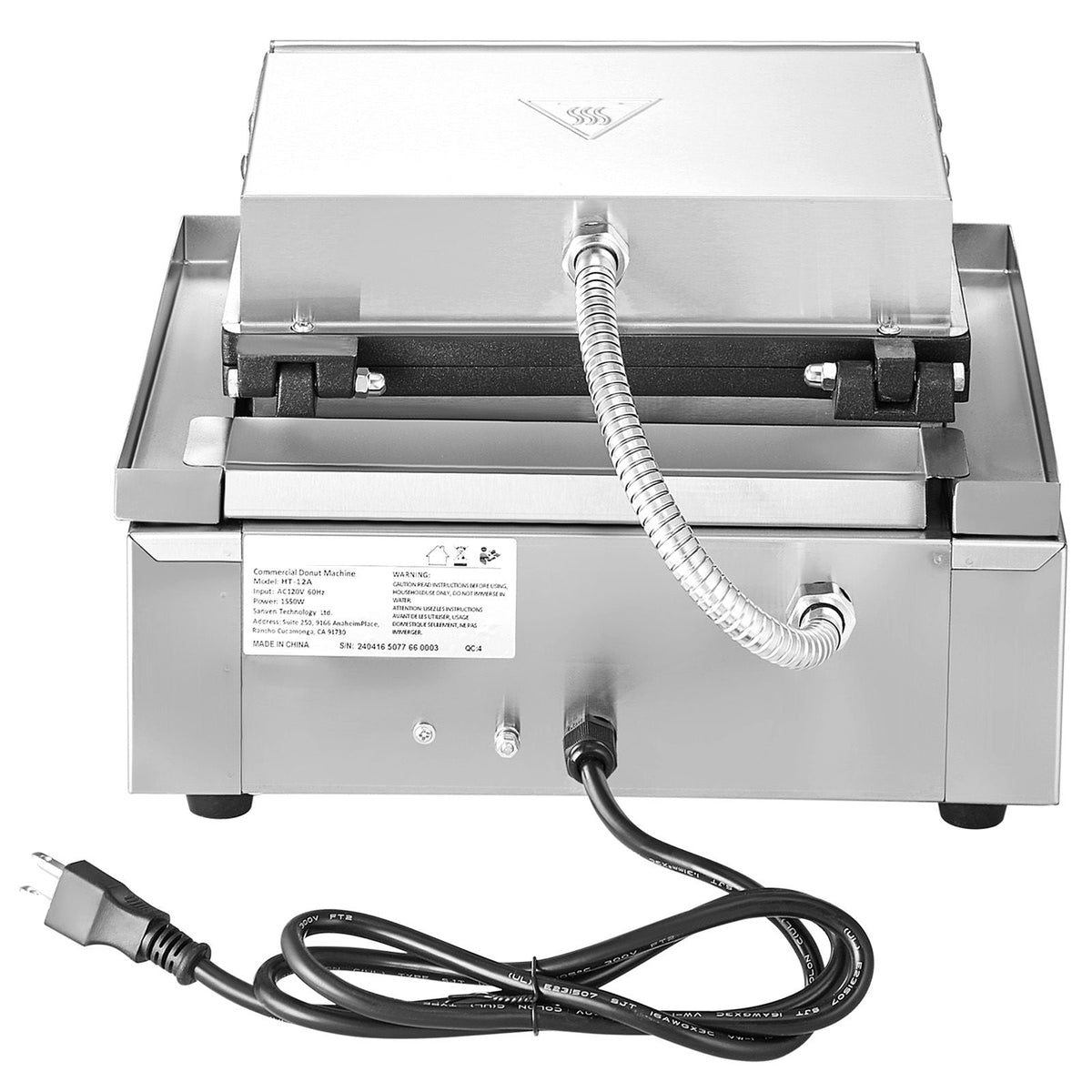 Electric Donut Maker, 1550W Commercial Doughnut Machine with Non-stick Surface, 12 Hole Double-Sided Heating Waffle Machine Makes 12 Doughnuts, Temperature 122-572 F, for Restaurant & Home Use