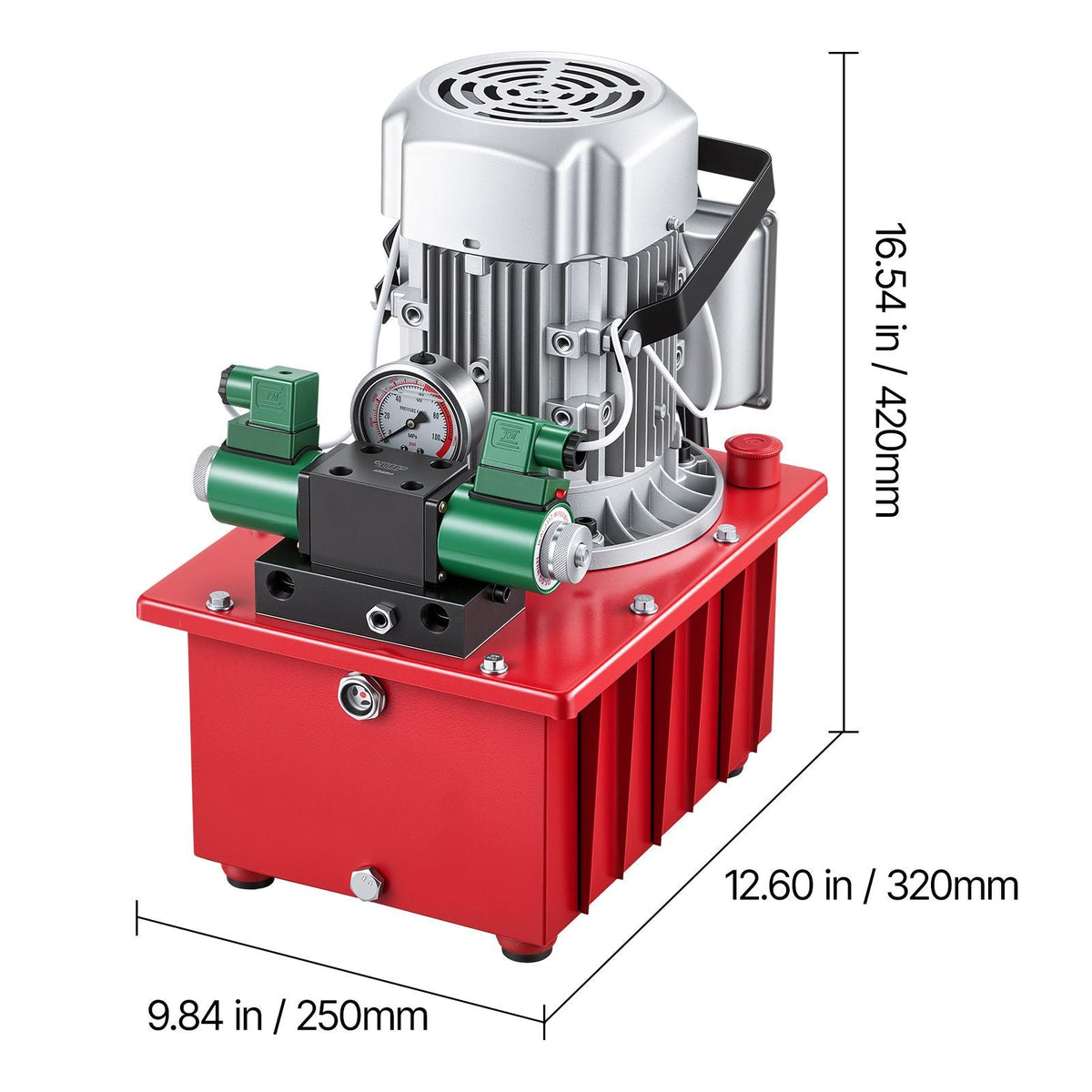 Electric Driven Hydraulic Pump, 750W 10,000 PSI, 120V Double Acting Hydraulic Pump Power Pack Unit, Solenoid Valve with Pedal Switch, 2.1 Gal / 8L, for Punching, Bending, Double Acting Cylinders