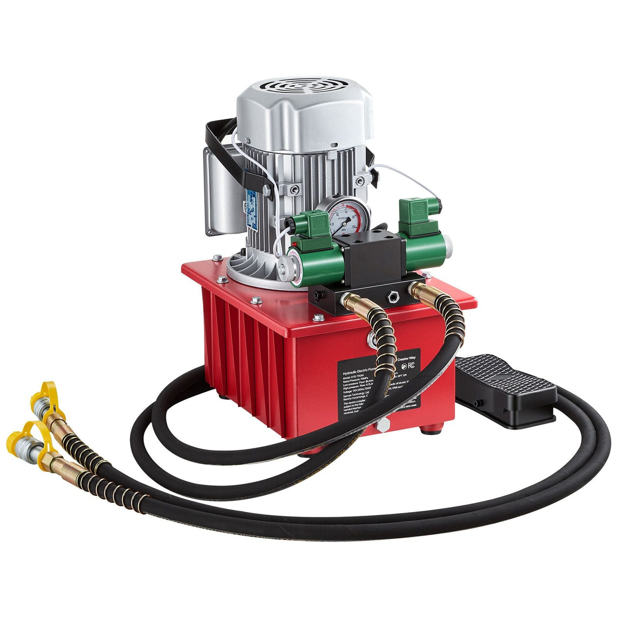 Electric Driven Hydraulic Pump, 750W 10,000 PSI, 120V Double Acting Hydraulic Pump Power Pack Unit, Solenoid Valve with Pedal Switch, 2.1 Gal / 8L, for Punching, Bending, Double Acting Cylinders
