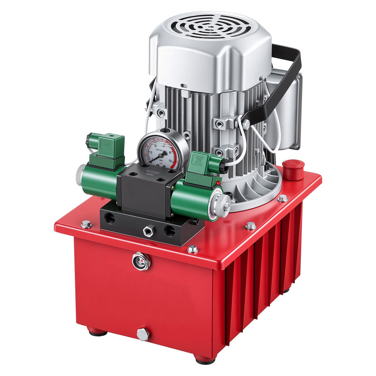 Electric Driven Hydraulic Pump, 750W 10,000 PSI, 120V Double Acting Hydraulic Pump Power Pack Unit, Solenoid Valve with Pedal Switch, 2.1 Gal / 8L, for Punching, Bending, Double Acting Cylinders