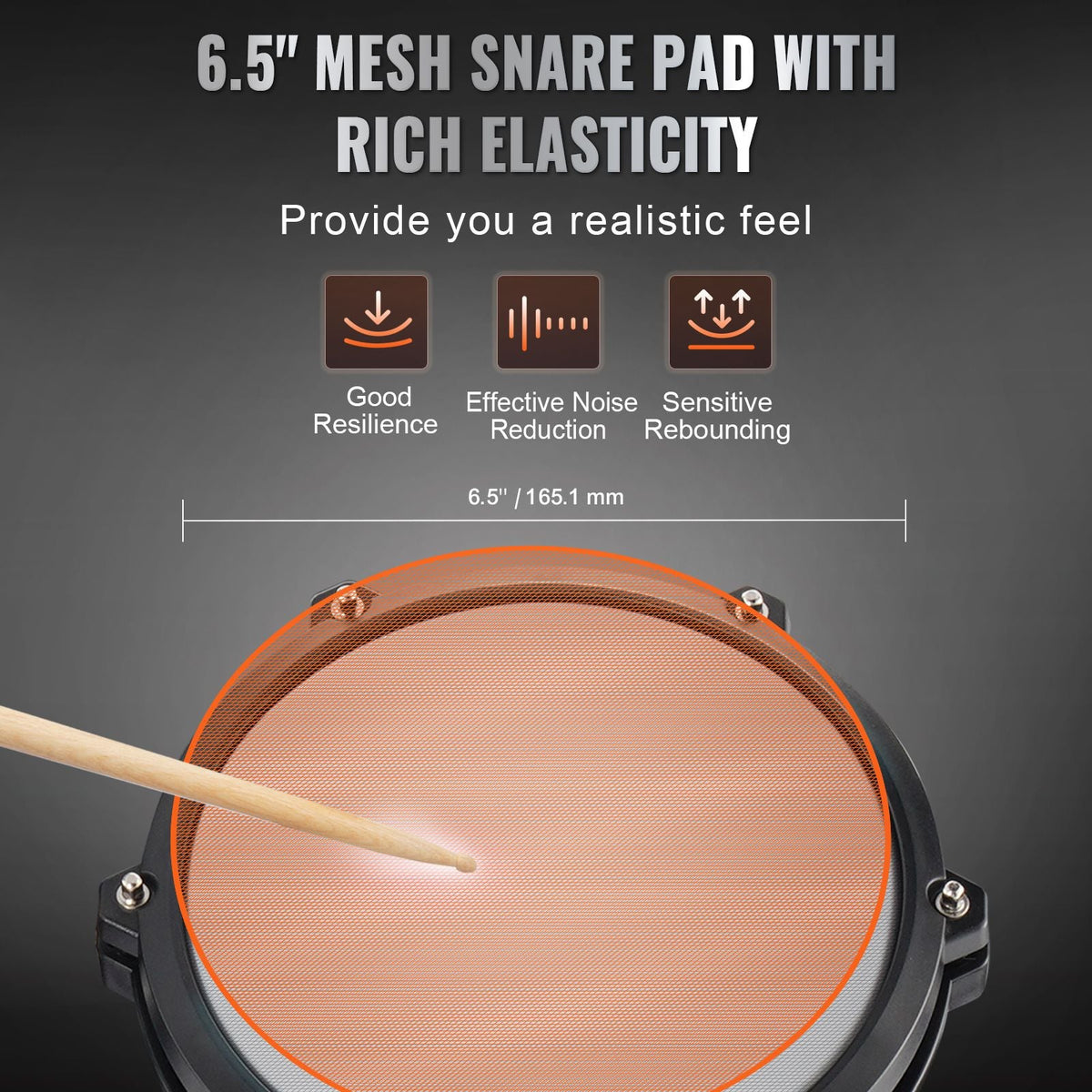 Electric Drum Set, 15 Drum Kits & 150 Sounds Electronic Drum Kit, USB MIDI Supported 6.5 in Quiet Mesh Snare Electric Drum Set with 10 in Cymbals Drum Sticks & Headphone, for Beginners & Adults