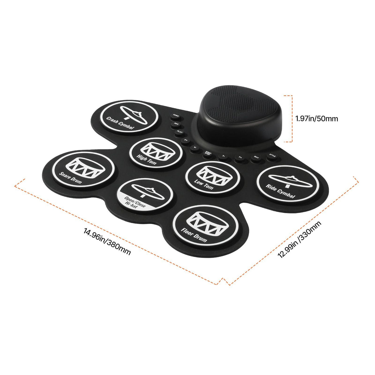 Electric Drum Set, 7 Pads, Roll-up Drum Practice Pad, Electronic Drumset with Headphone