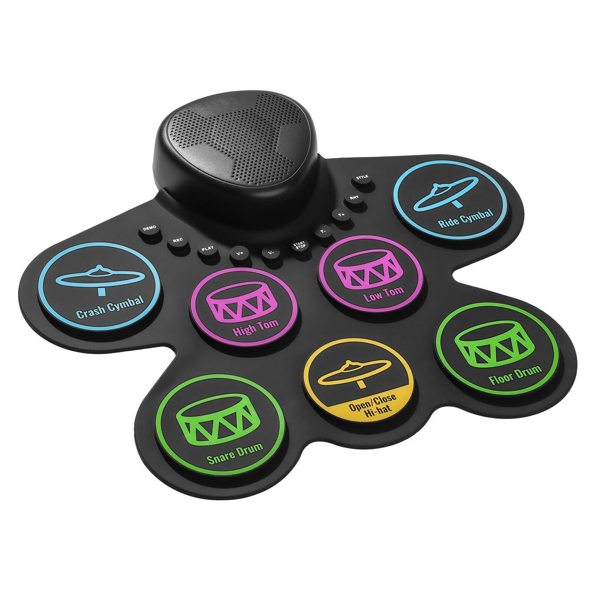 Electric Drum Set, 7 Pads, Roll-up Drum Practice Pad, Electronic Drumset with Headphone