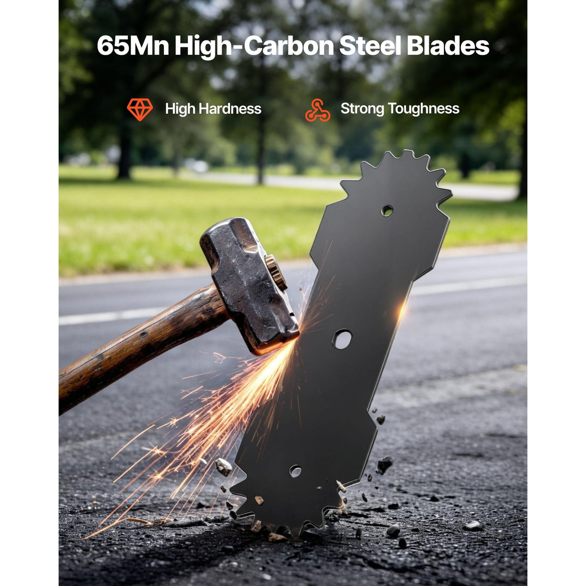 Electric Edger Blades, 8.8-inch Length, 3-Pack Replacement Blades, 65Mn High-Carbon Steel with Electrophoretic Coating, Multi-Serrated Sharp Edge, Compatible with the ASYTM01230 Edger