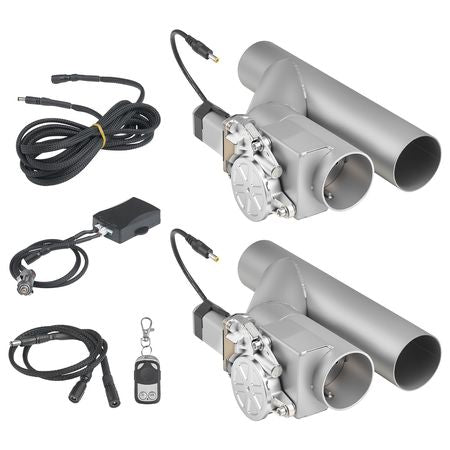 Electric Exhaust Cutout, 2.5 Inch 2PCS Universal Stainless Steel Exhaust Valve Kit with One Controller Remote Kit, Cut Out Valve, Y Pipe, Remote Control, Fits Trucks, Sedans, Sports Cars, SUVs