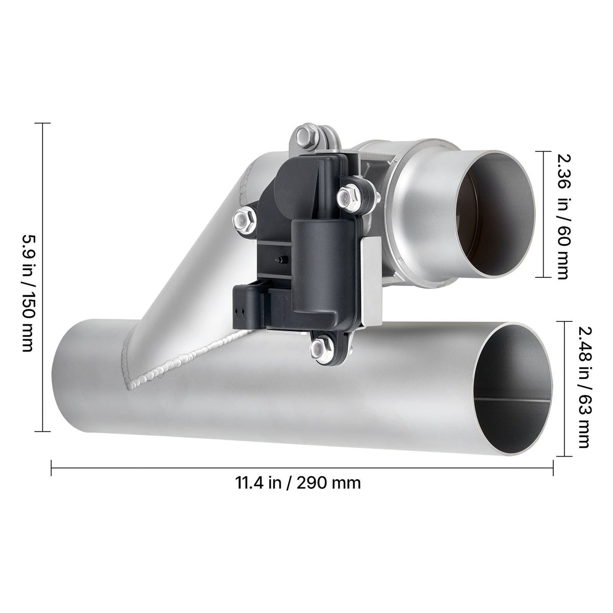 Electric Exhaust Cutout, 2.5 Inch Universal Stainless Steel Exhaust Valve Kit with One Controller Remote Kit, Cut Out Valve, Y Pipe, Remote Control & Box, Fits Trucks, Sedans, Sports Cars, SUVs