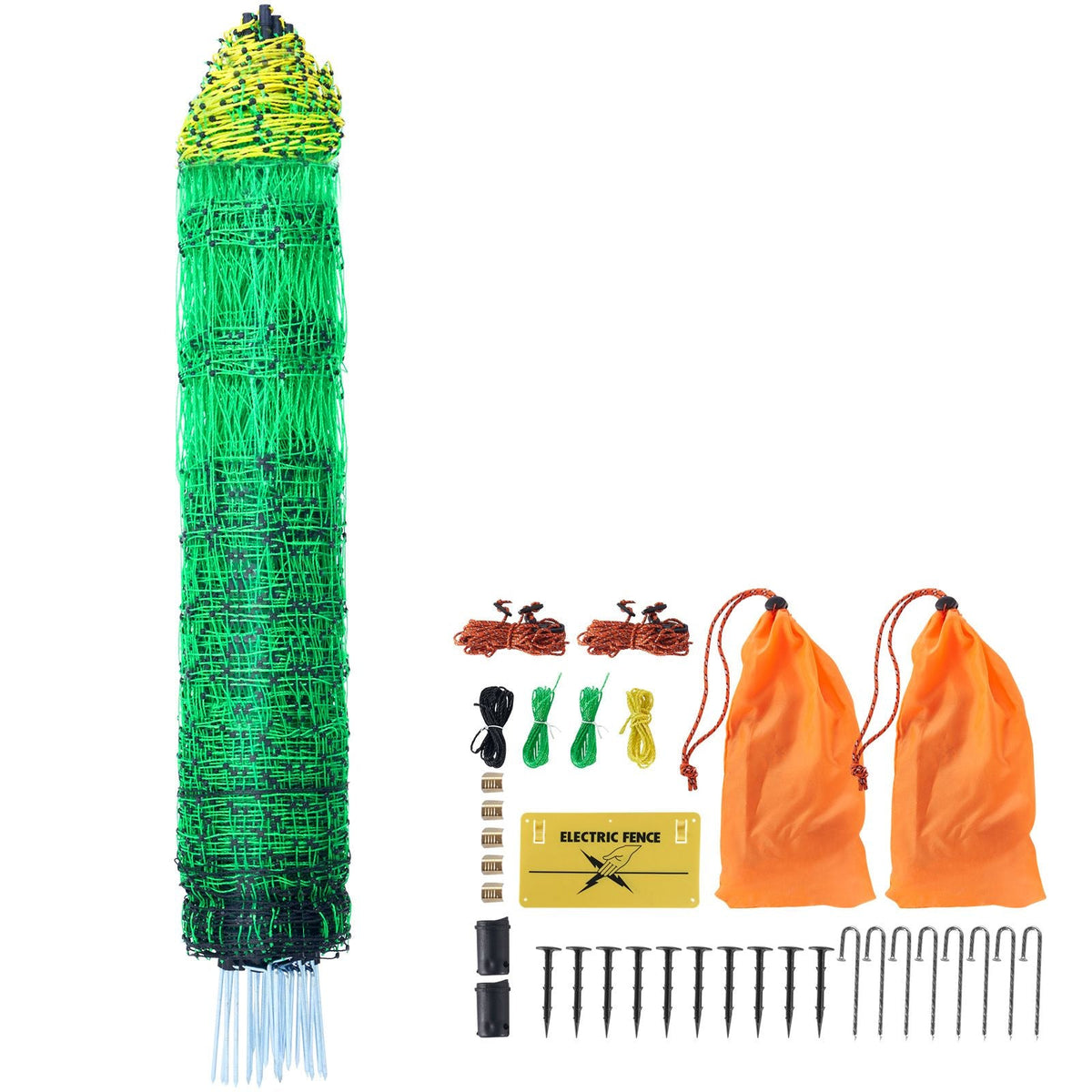 Electric Fence Netting, 48" H x 100' L, PE Net Fencing Kit with Posts & Double-Spiked Stakes, Utility Portable Mesh for Chickens, Ducks, Geese, Rabbits, Used in Backyards, Farms, and Ranches