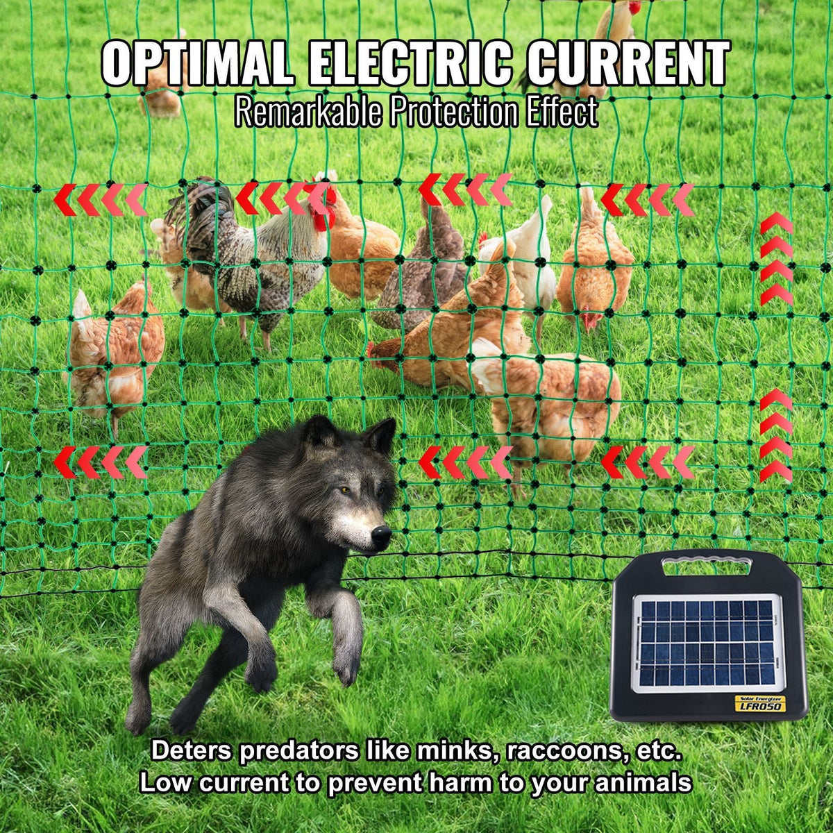 Electric Fence Netting, 48" H x 168' L, PE Net Fencing Kit with Posts & Double-Spiked Stakes, Utility Portable Mesh for Chickens, Ducks, Geese, Rabbits, Used in Backyards, Farms, and Ranches