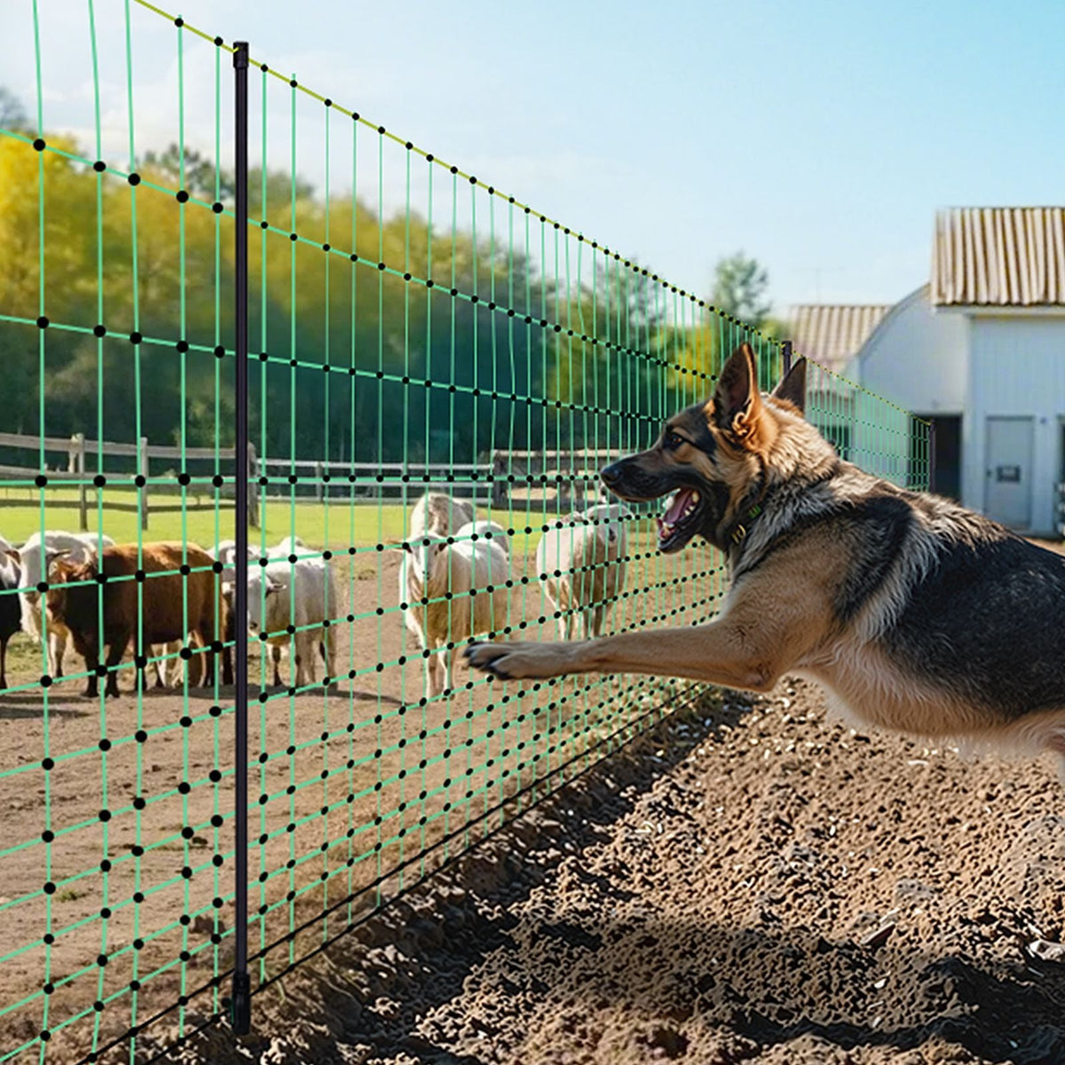Electric Fence Netting, 50" H x 164' L, Livestock Net Fencing with Posts & Stakes, Portable Mesh Nets for Goats, Sheep, Deer, Hogs, Dogs, Electric Fencing for Backyards, Gardens, Farms, Ranches