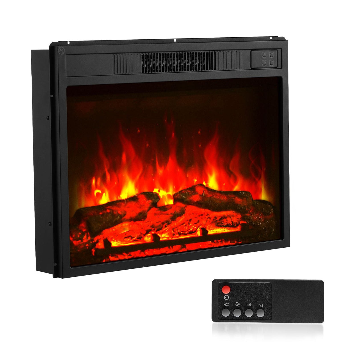 Electric Fireplace Insert, 23 inch Recessed and Wall Mounted with Adjustable 3 Flame Brightness Levels & 24h Timer & Remote Control, Indoor Heater w/ Overheat Protection, 5000BTU Black