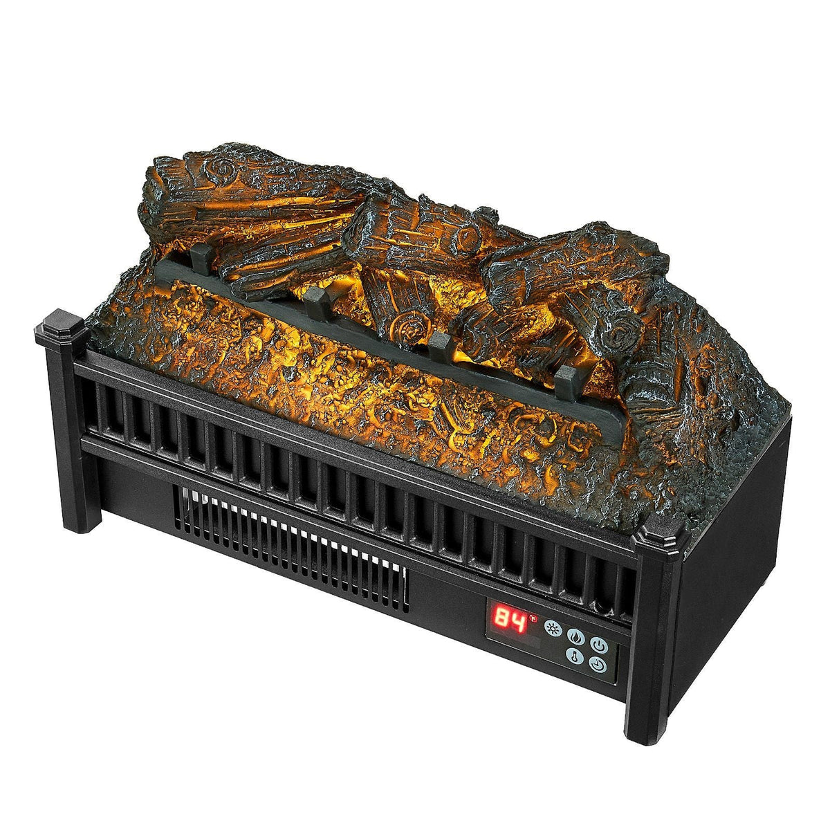 Electric Fireplace Log, 20 inch Fireplace Insert Log Heater, with Remote Controller, 5 Adjustable Flame Brightness, 24H Timer, Overheat Protection, Thermostat, for Home and Office Decor Black
