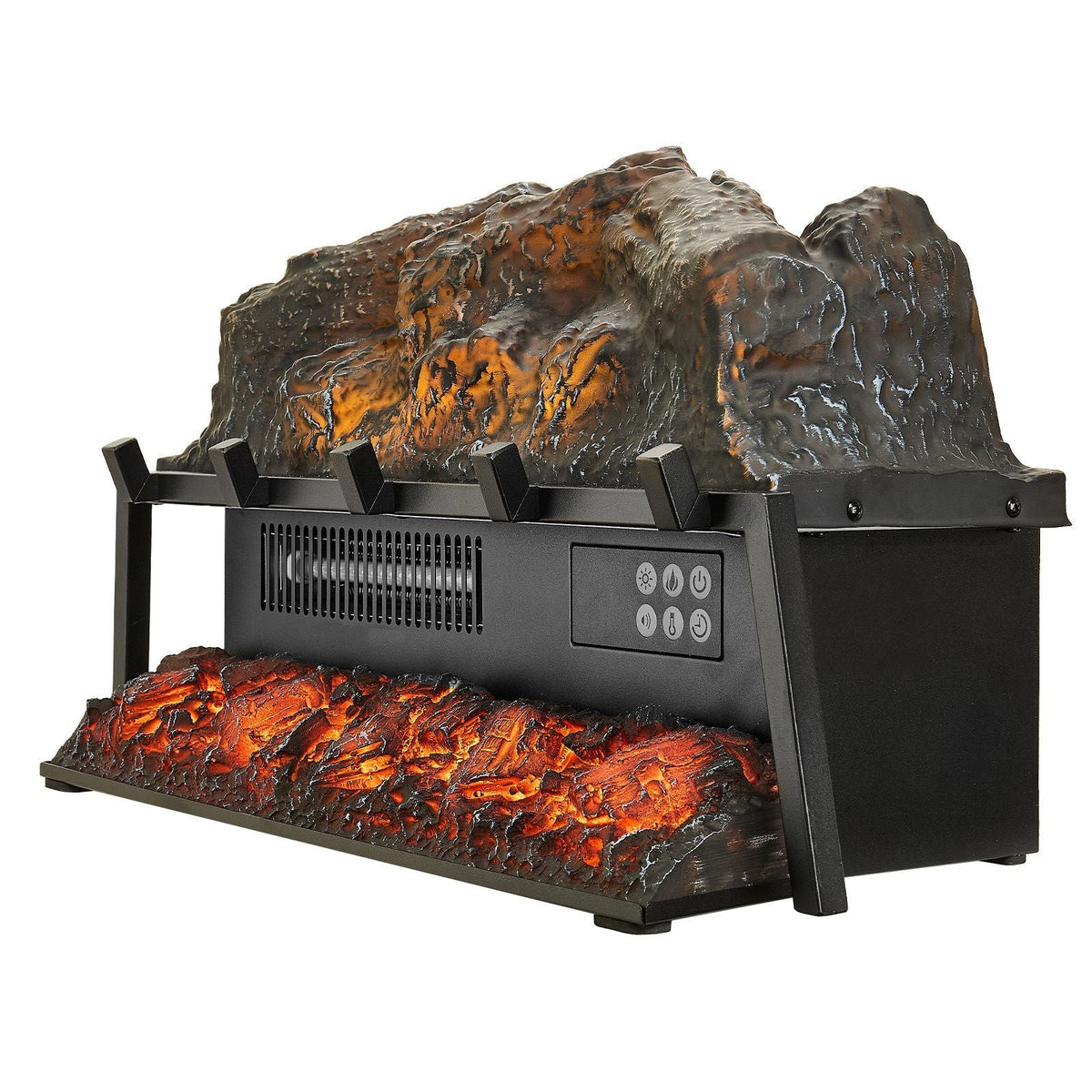 Electric Fireplace Log, 23 inch Fireplace Insert Log Heater, with Crackling Sound,Remote Controller, 5 Adjustable Flame Brightness, Timer, Overheat Protection, Thermostat, for Home Decor Black