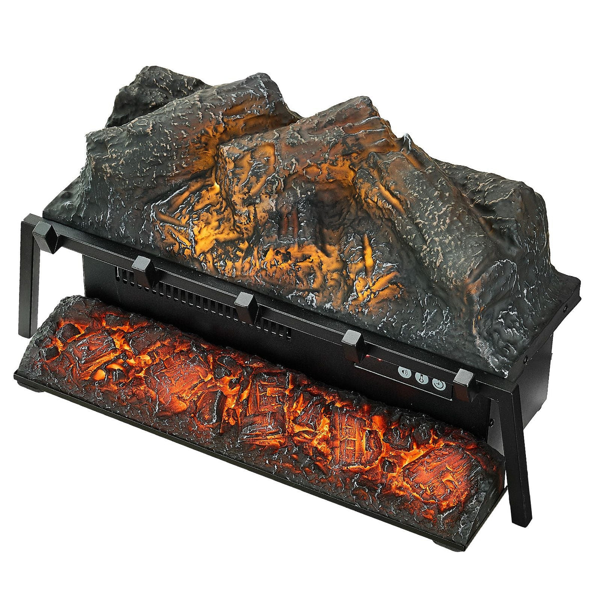 Electric Fireplace Log, 23 inch Fireplace Insert Log Heater, with Crackling Sound,Remote Controller, 5 Adjustable Flame Brightness, Timer, Overheat Protection, Thermostat, for Home Decor Black