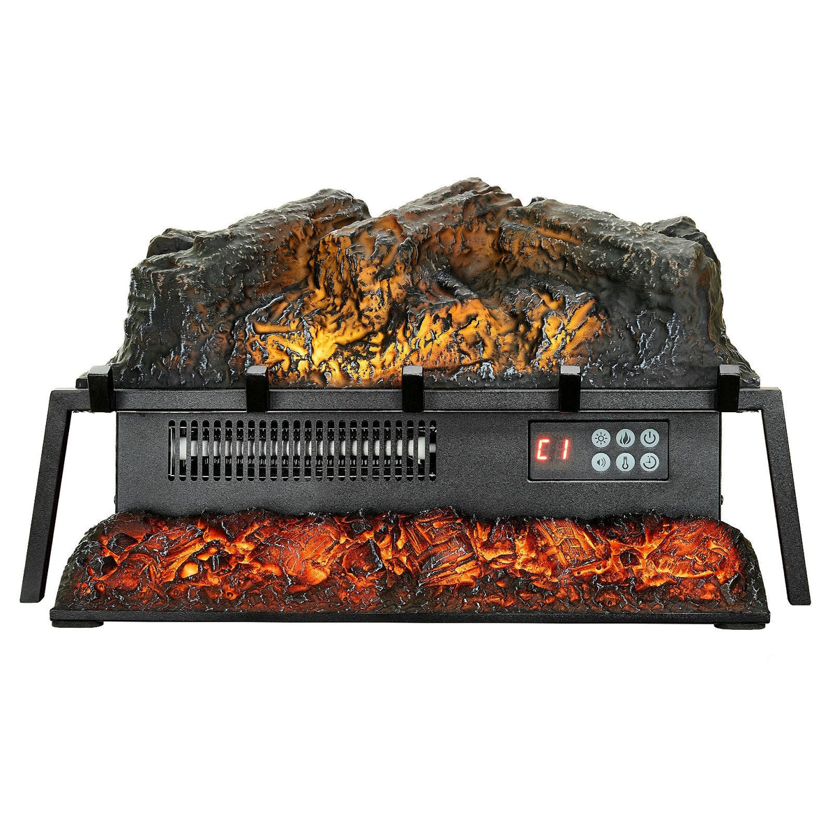 Electric Fireplace Log, 23 inch Fireplace Insert Log Heater, with Crackling Sound,Remote Controller, 5 Adjustable Flame Brightness, Timer, Overheat Protection, Thermostat, for Home Decor Black